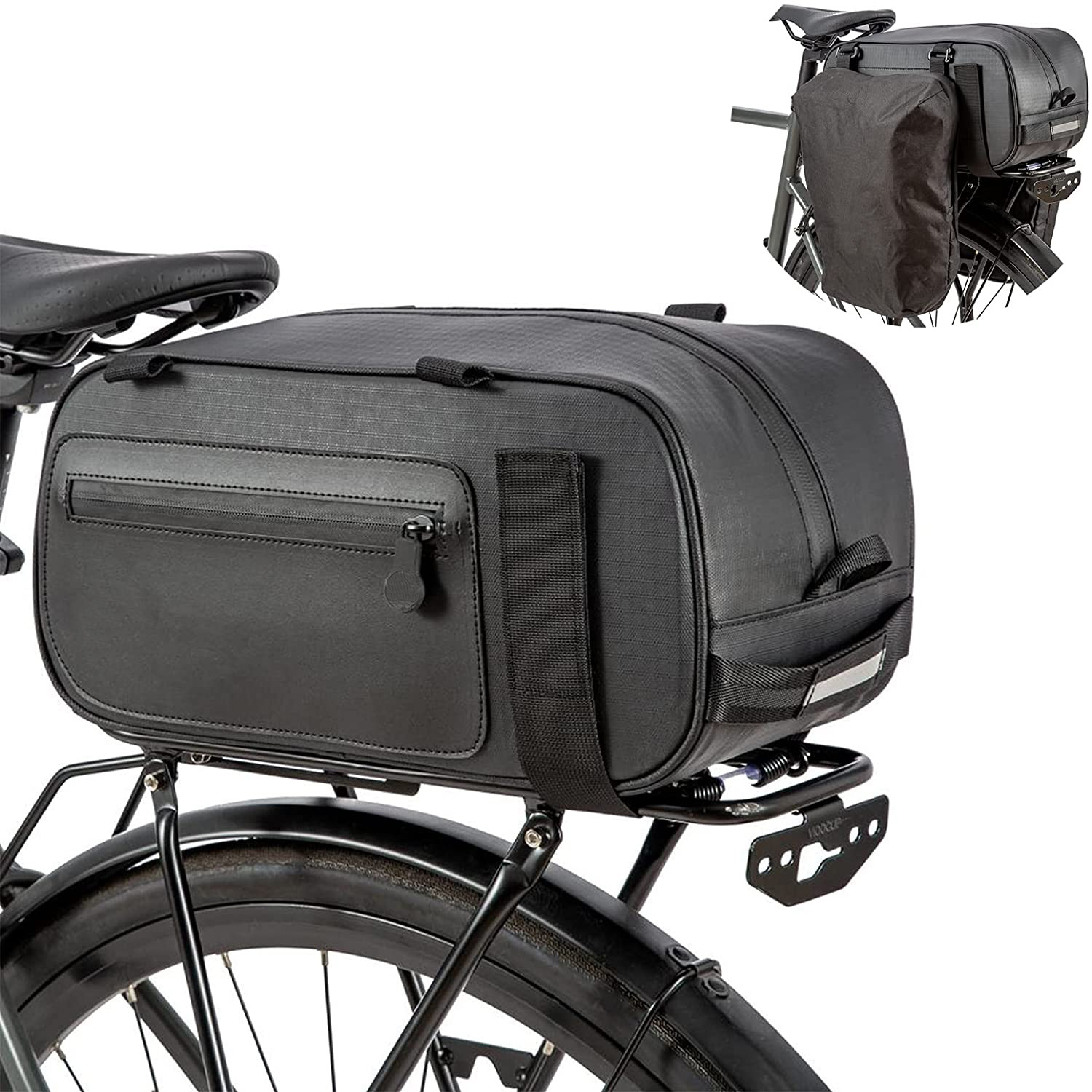 Rear Seat Rack Bike Bag BlueTop Water Resistant Multi-Functional Black Bicycle Trunk Bag Pack Saddle Pannier Bike Accessories Shoulder Handbag Bag 
